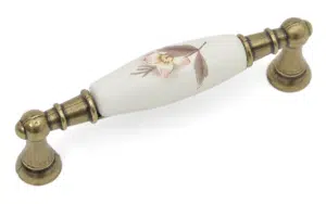 ידית דגם 8556 מידה 96 מ"מ פליז עתיק + פוצלן פרח חום