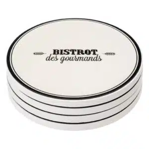 סט 4 תחתיות Bistrot בגווני שחור-לבן