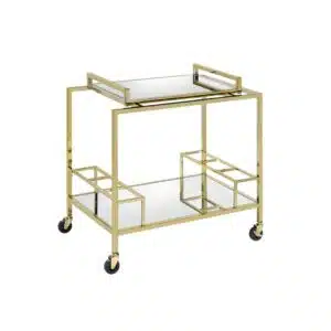 עגלה מלבנית עם מגש זהב מבריק