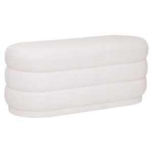 ספסל מרופד בבד בוקלה לבן