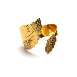 סט6 חבקים למפיות עלה זהב 4.5סמ