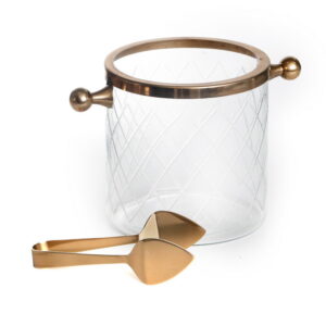 דלי קרח זכוכית ומלקחיים קצרים, זהב