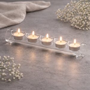 מעמד צינורי ל 5 נרות זכוכית שקופה